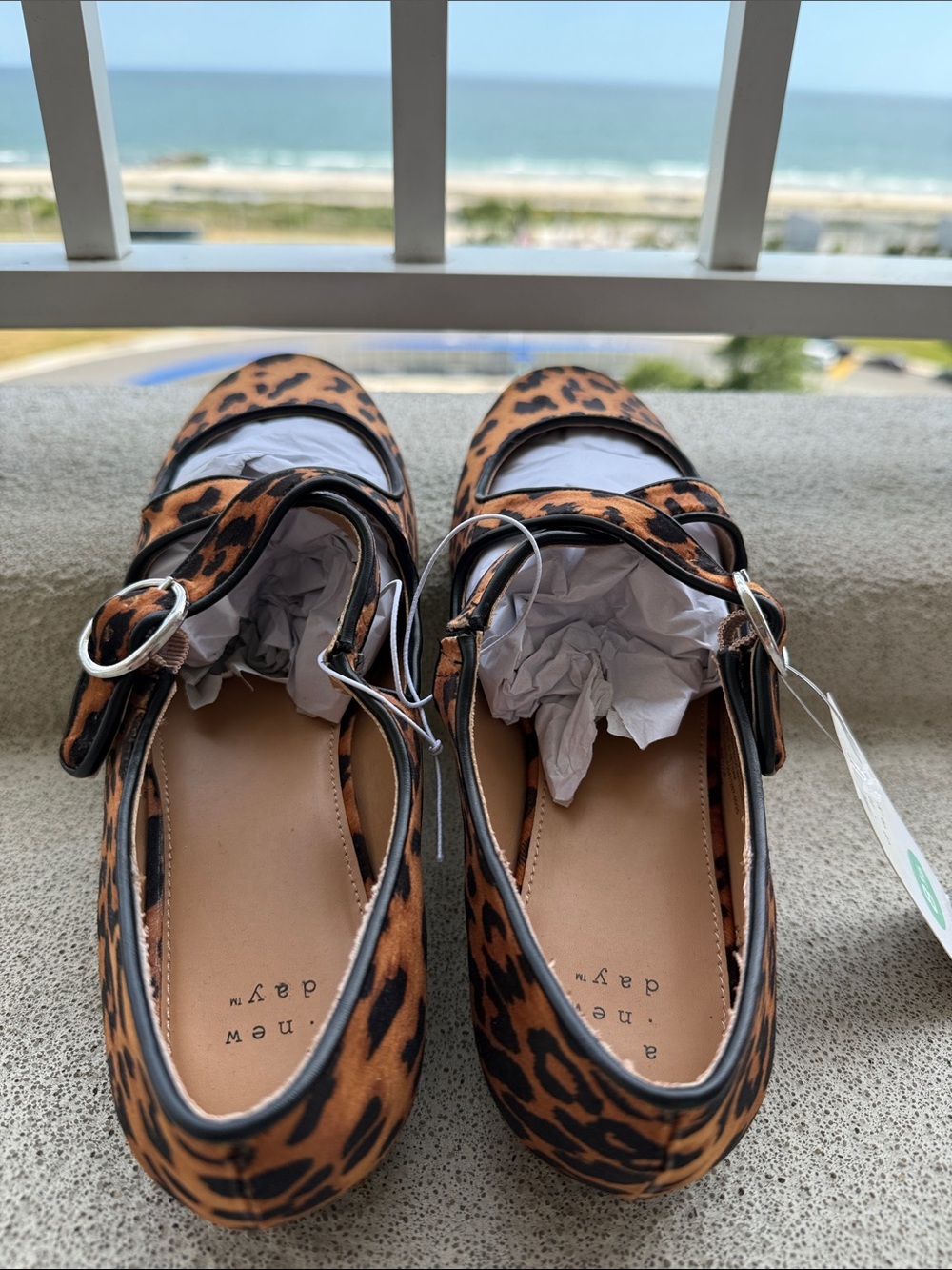 a new day Leopard Print Mary Jane Flats - Tan and Black